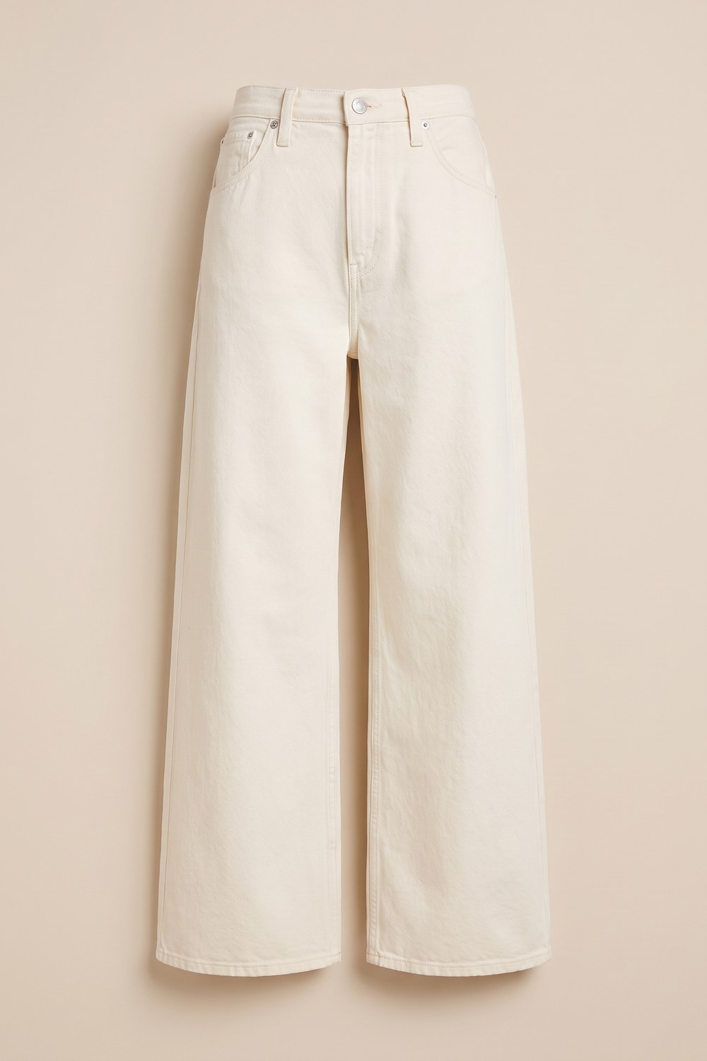 White straight-leg jeans in a substantial off-white denim